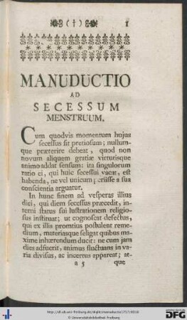 Manuductio Ad Secessum Menstruum.