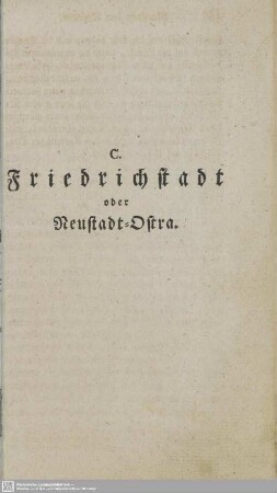 C. Friedrichstadt oder Neustadt-Ostra