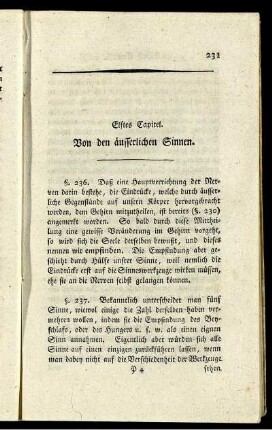 Elftes Capitel. Von den äusserlichen Sinnen.