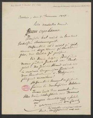 Brief an Robert Freund : 07.01.1907