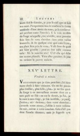 XXVe Lettre. Vendredi à minuit.