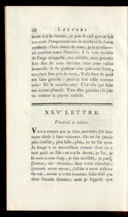 XXVe Lettre. Vendredi à minuit.