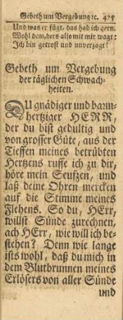 Gebeth um Vergebung der täglichen Schwachheiten