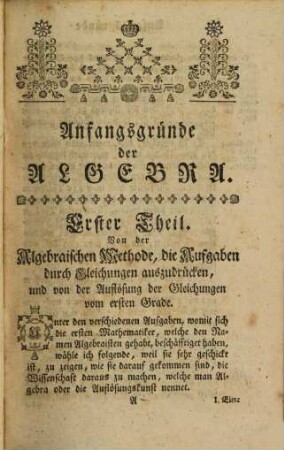 Anfangsgründe der Algebra
