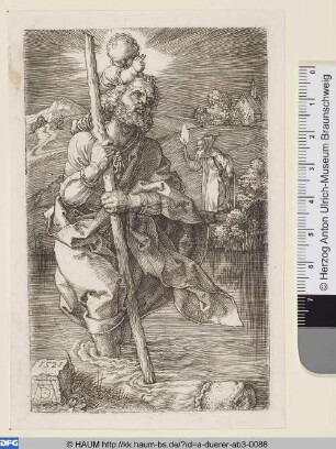 Der Hl. Christophorus, nach rechts schauend