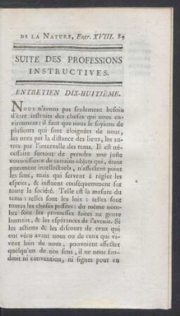 Entretien dix-huitième.
