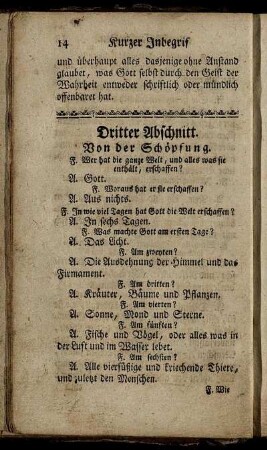 Dritter Abschnitt. Von der Schöpfung