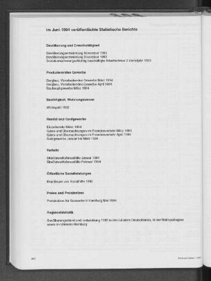 Im Juni 1994 veröffentlichte Statistische Berichte