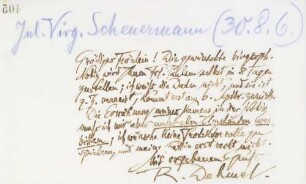 Brief an Julia Virginia Scheuermann