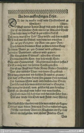 An den auffrichtigen Leser