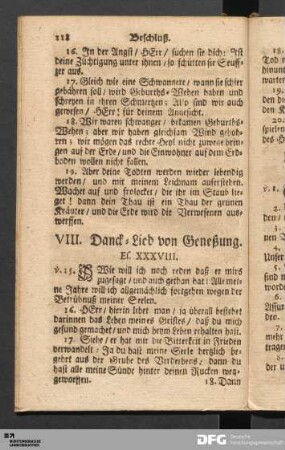 VIII. Danck-Lied von Geneßung.