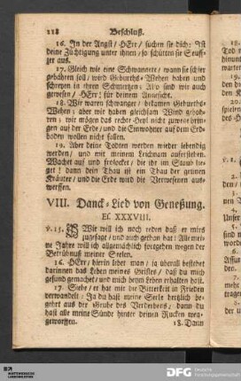 VIII. Danck-Lied von Geneßung.