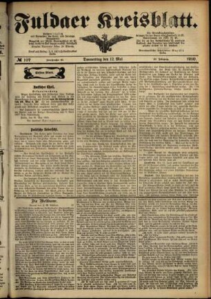 Erste Ausgabe vom Donnerstag, den 12. Mai 1910.