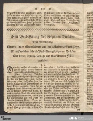 Von Verbesserung der hölzernen Brücken.
