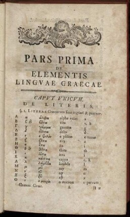 Pars Prima. De Elementis Linguae Graecae.