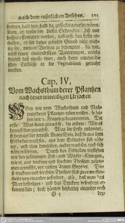 Cap. IV. Vom Wachsthum derer Pflantzen nach denen inwendigen Ursachen