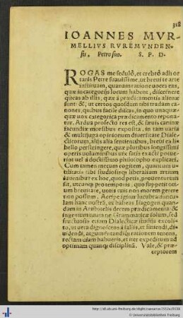 Ioannes Murmellius Ruremundensis. Petro suo.
