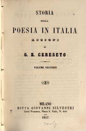 Storia della poesia in Italia, Vol. 2