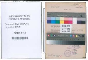 Entnazifizierung Fritz Vader , geb. 21.05.1905 (Geschaeftsfuehrer)