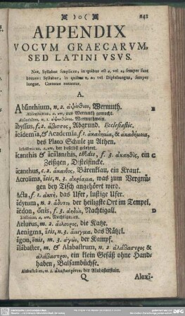 Appendix Vocum Graecarum, Sed Latini Usus