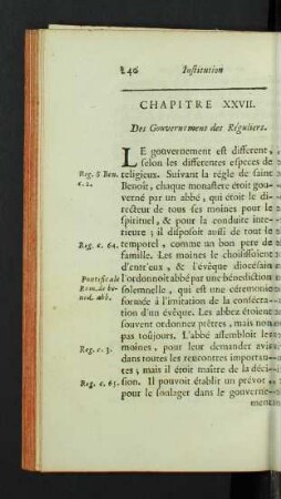 Chapitre XXVII. Des Gouvernemens des Réguliers.