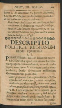 Descriptio Politica Regionum Regis Porussiae.