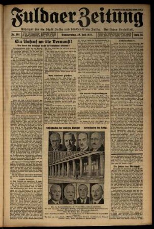 Erste Ausgabe vom Donnerstag, den 16. Juli 1931.