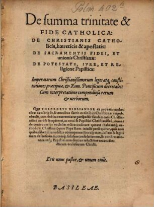 De summa trinitate et fide catholica