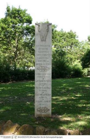 Stele in Erinnerung an die 1849 bei der Verteidigung Roms gefallenen Studenten der Universität Padua