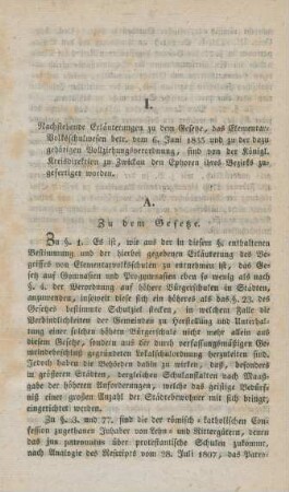 I. Nachstehende Erläuterungen zu dem Gesetze, ...