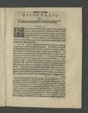 Disputatio De Fideicommisso Universali