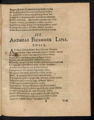 III. Andreas Brummer Lipsiensis.