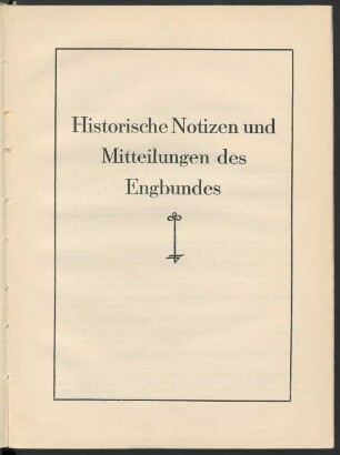 Historische Notizen und Mitteilungen des Engbundes