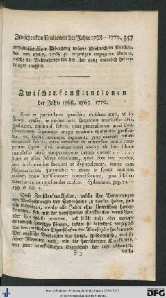 Zwischenkonstitutionen der Jahre 1768, 1769, 1770.