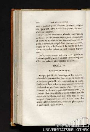 SECTION III. Conservation en caves.