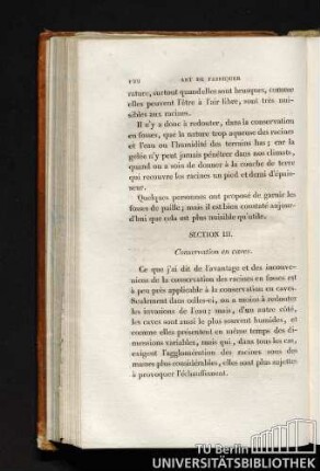 SECTION III. Conservation en caves.