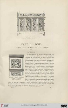 13: L' art du bois : les écoles françaises au XVIe siècle, [2]; Auvergne