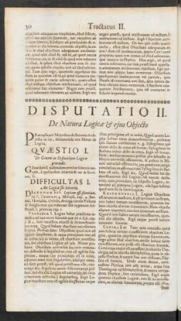 Disputatio II. De Natura Logicae & eius Obiecto
