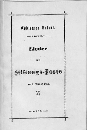 Lieder zum Stiftungs-Feste : am 6. Januar 1883