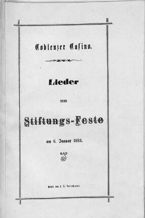 Lieder zum Stiftungs-Feste : am 6. Januar 1883