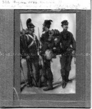 Darstellung bayerischer Soldaten der Infanterie, 1866
