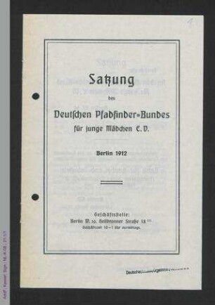 Satzung des Deutschen Pfadfinder-Bundes für junge Mädchen