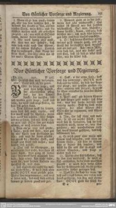 Von Göttlichen Vorsorge und Regierung