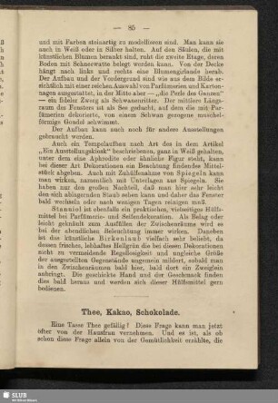 Thee, Kakao, Schokolade