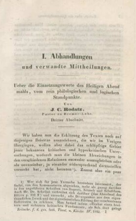 Abhandlungen und verwandte Mittheilungen