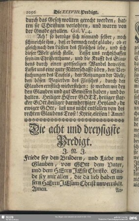 Die acht und dreysigste Predigt