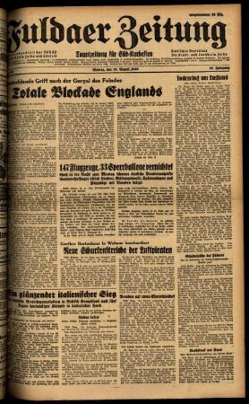 Ausgabe vom Montag, den 19. August 1940.