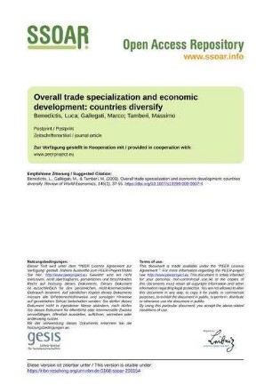 Overall trade specialization and economic development: countries diversify