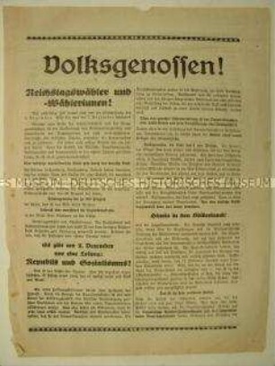 Wahlflugblatt der SPD zur Reichstagswahl vom 7.12.1924