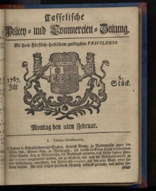 5. Stueck, Montag den 2ten Februar 1767